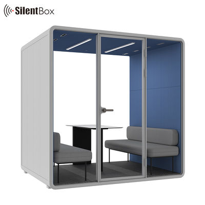 Modern Soundproof Booth with STC30dB Soundproofing and 4000K Natural LED Lighting for Office Privacy