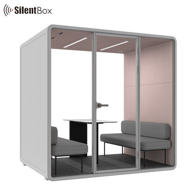 Modern Soundproof Booth with STC30dB Soundproofing and 4000K Natural LED Lighting for Office Privacy