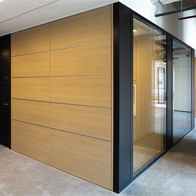 Half Glass Wall Partition Top Wooden Bottom Office Wall Partition