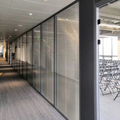 High-end Soundproof Aluminum Frame Office Partition Glass Wall Space Room Divider with Blinds